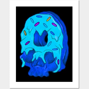 Blue Donut Skull Posters and Art